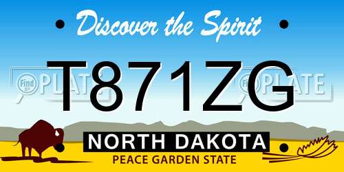 T871ZG North Dakota License Plate