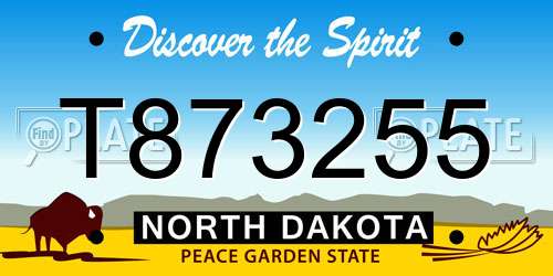 T873255 North Dakota License Plate