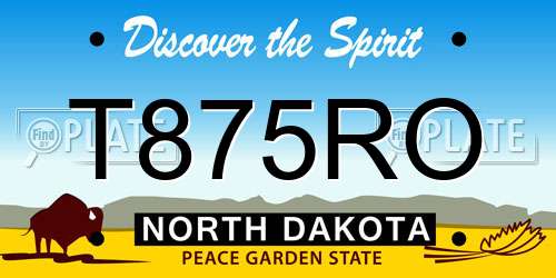 T875RO North Dakota License Plate