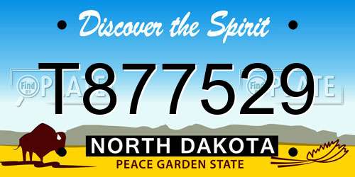 T877529 North Dakota License Plate