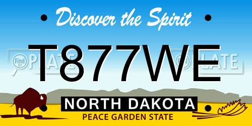 T877WE North Dakota License Plate