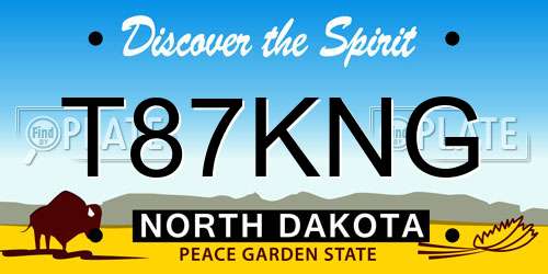 T87KNG North Dakota License Plate