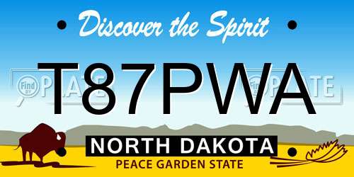 T87PWA North Dakota License Plate