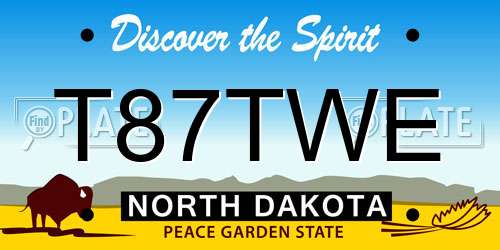 T87TWE North Dakota License Plate