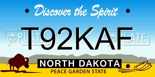 T92KAF North Dakota License Plate