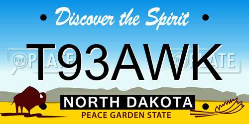 T93AWK North Dakota License Plate