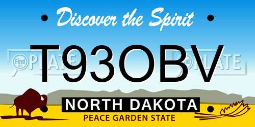 T93OBV North Dakota License Plate
