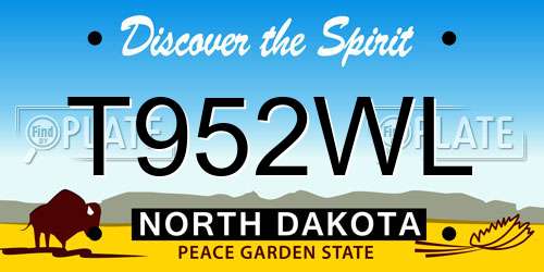 T952WL North Dakota License Plate