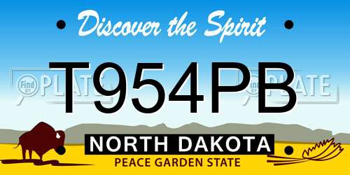 T954PB North Dakota License Plate