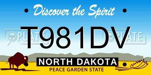 T981DV North Dakota License Plate