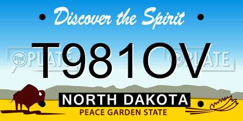 T981OV North Dakota License Plate