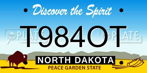 T984OT North Dakota License Plate