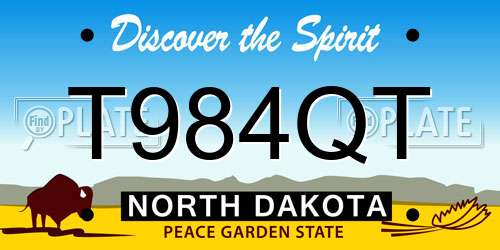 T984QT North Dakota License Plate