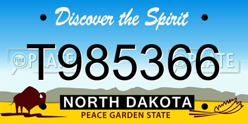 T985366 North Dakota License Plate