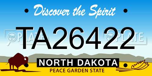 TA26422 North Dakota License Plate