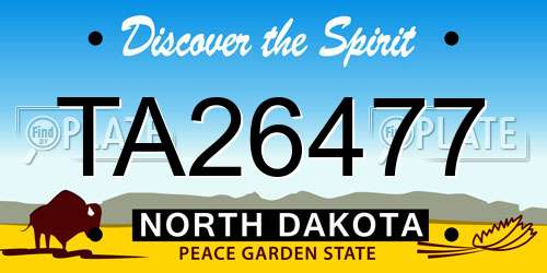 TA26477 North Dakota License Plate