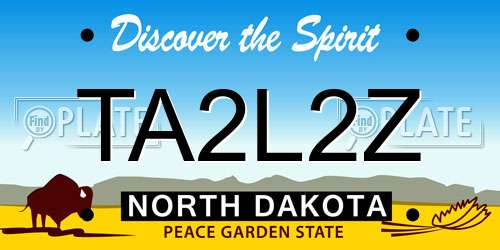 TA2L2Z North Dakota License Plate