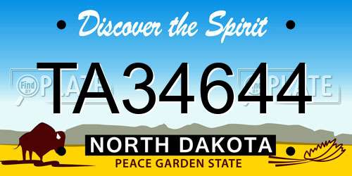 TA34644 North Dakota License Plate