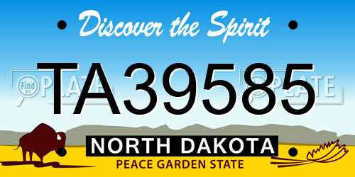 TA39585 North Dakota License Plate