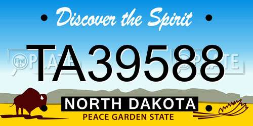 TA39588 North Dakota License Plate