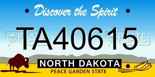 TA40615 North Dakota License Plate