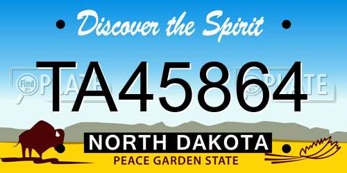 TA45864 North Dakota License Plate