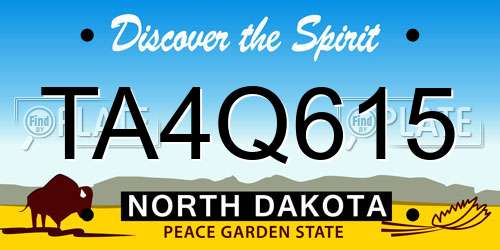 TA4Q615 North Dakota License Plate