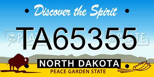 TA65355 North Dakota License Plate