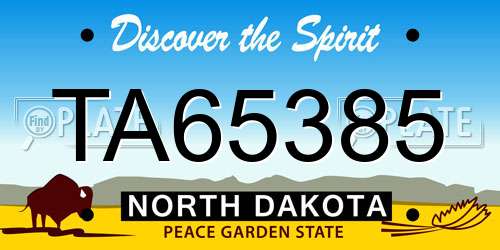 TA65385 North Dakota License Plate