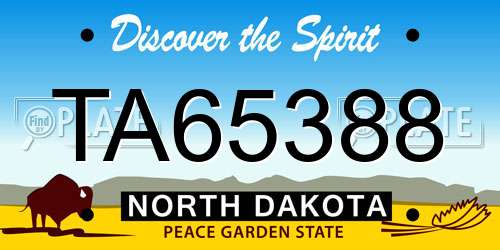 TA65388 North Dakota License Plate