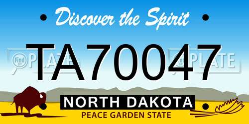 TA70047 North Dakota License Plate