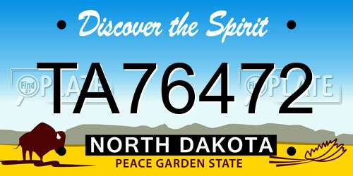 TA76472 North Dakota License Plate