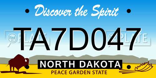 TA7D047 North Dakota License Plate
