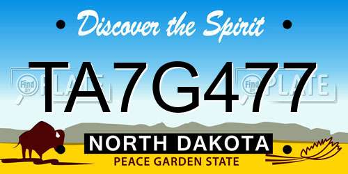 TA7G477 North Dakota License Plate