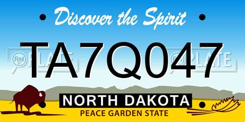 TA7Q047 North Dakota License Plate