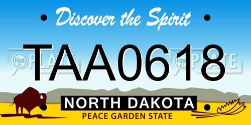 TAA0618 North Dakota License Plate