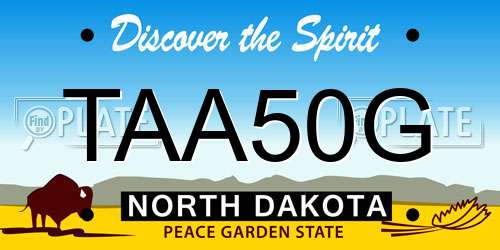TAA50G North Dakota License Plate