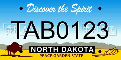 TAB0123 North Dakota License Plate