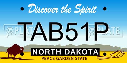 TAB51P North Dakota License Plate