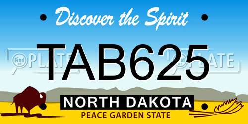 TAB625 North Dakota License Plate