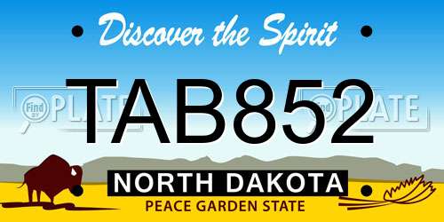 TAB852 North Dakota License Plate