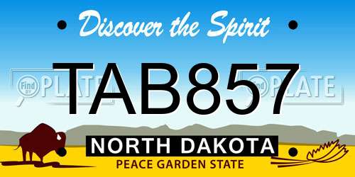 TAB857 North Dakota License Plate