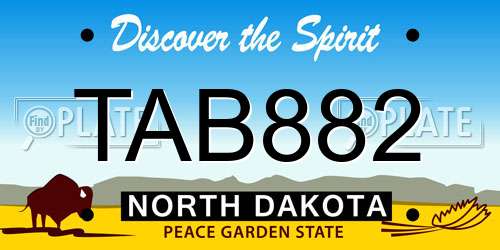 TAB882 North Dakota License Plate