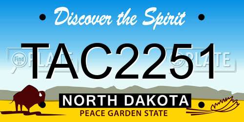 TAC2251 North Dakota License Plate