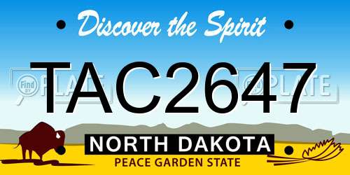 TAC2647 North Dakota License Plate