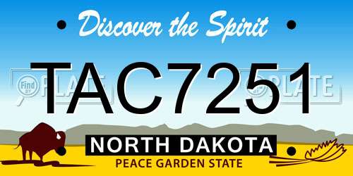 TAC7251 North Dakota License Plate