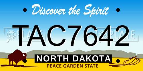 TAC7642 North Dakota License Plate