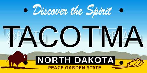 TACOTMA North Dakota License Plate