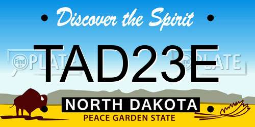 TAD23E North Dakota License Plate