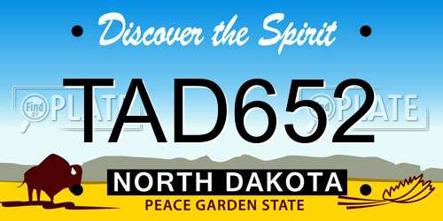 TAD652 North Dakota License Plate